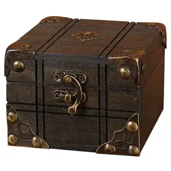 Mini fa tároló doboz Vintage kincszár doboz Retro tároló doboz Ékszer kincses doboz asztali rendszerező otthoni gyerekeknek