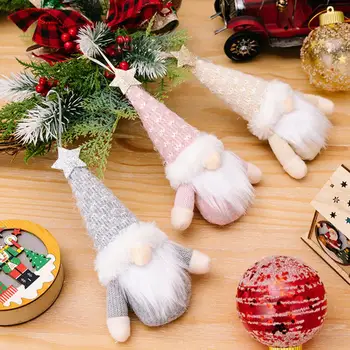 Ünnepi függő dekoráció Szeszélyes rózsaszín kötött kalap Gnóm dekoráció Ünnepi karácsonyfa dísz plüss medál ünnepi partikra