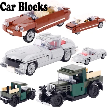 MOC City Retro Sedan Jármű modell Építőelemek Utcakép Kamion Autó Katona figurák Kiegészítők DIY kockák Játékok Fiú ajándékok
