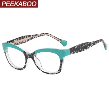Peekaboo átlátszó lencse női négyzet alakú szemüvegkeret női TR90 divatos macskaszemüveg anti kék fény CP acetát kiváló minőségű