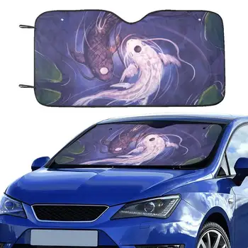 Japán koi hal Autó napernyő szélvédőhöz, Japán kék fung shui ablak napellenző, anime Ponty hal autó kiegészítők Auto Dec