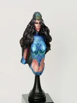 Új Összeszereletlen 1/12 kék nő hercegnő katona mellszobor alappal Gyanta készlet DIY játékok Festetlen műgyanta modell