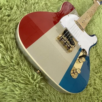 Ingyenes szállítás készleten elektromos gitár Háromszínű színátmenet Színes elektromos gitárok Juharlemez gitárra Arany hardver