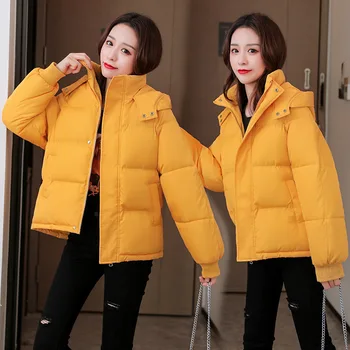 Női télikabát 2023 Új női pamut párnázott kabát koreai laza kapucnis pamutkabát női Parkas téli felsőruházat rövid kabát
