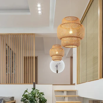 Délkelet-Ázsia Bambusz kézzel szőtt bambusz Art csillár étkező szoba bambusz lámpás hálószoba étkező lámpa