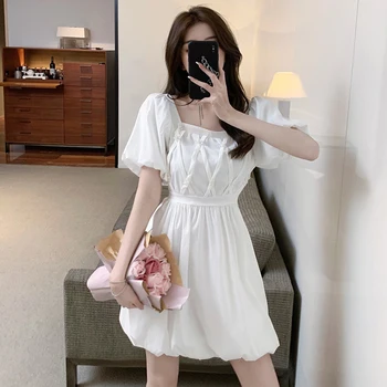 Női fehér bodycon hát nélküli szexi klub miniruha nyári vintage elegáns koreai Hepburn alkalmi sundress 2023 elegáns party vestidos