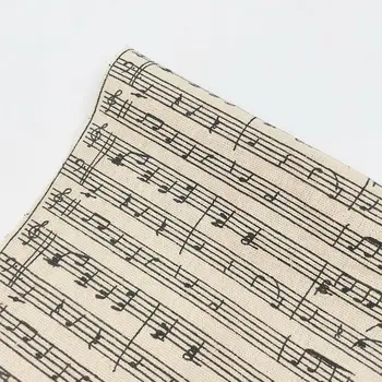 Fekete zenei jegyzetek Minta pamut vászonszövet babaruhákhoz Abrosz Párnahuzat táska Textil varrás Kézzel készített művészet DIY