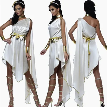 Halloween nők Ókori görög istennő Athéné jelmez köntös Római hercegnő jelmez Purim Party Mardi Gras díszes ruha
