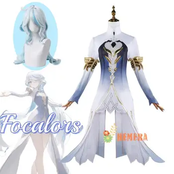 Focalors Anime játék Genshin Impact Fontaine Furina Cosplay jelmez ruha Egyenruha Focalors Paróka Cosplay jelmez Hydro Archon