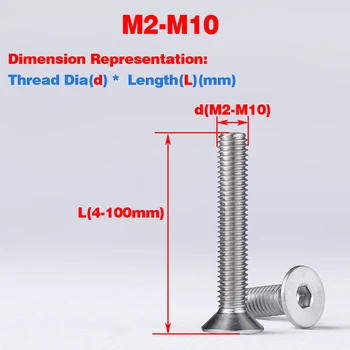316 rozsdamentes acél süllyesztett fejű hatlapfejű csavar laposfejű csavar M2-M10
