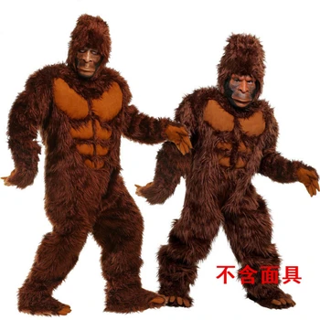 Halloween Cosplay Gyereknapi jelmez Gorilla jelmez Színpadi előadás Jelmez Barna Hosszú hajú óriás láb Gorilla Cosplay