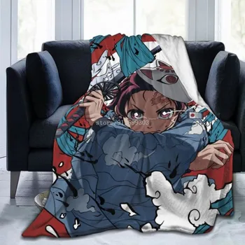 Vicces Anime Lakástextil Démonölő Flanel gyapjú takaró Japán Manga Rajzfilm Takaró Luxus kanapé Ágy Térd Meleg Hangulatos
