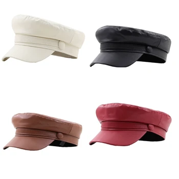 Trendy PU nyolcszögletű kalap lányok női kalap őszi téli szélálló brit nyolcszögletű kalap hölgyeknek Vásárlás F0T5