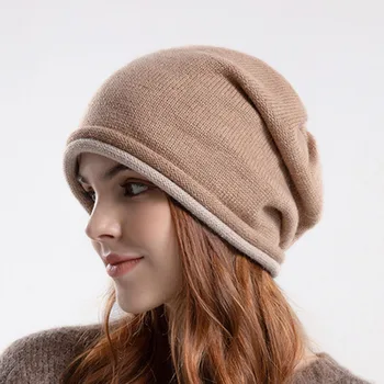 Divat Női meleg téli sapkák Lompos kötött kalap Termikus hó SKi sapkák női puha, kényelmes kültéri fülbevalósapkákhoz