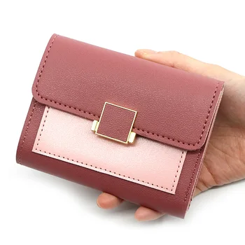 Divat alkalmi nők rövid kicsi háromszoros pénztárca négyzet alakú pénzcsipesz zsebváltó táska kártyatáska