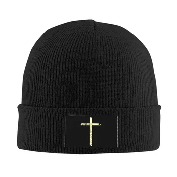 Katolikus kereszt koponyák sapkák sapkák Uniszex téli meleg kötő kalap Felnőtt keresztény vallási Jézus motorháztető sapkák kültéri sísapka
