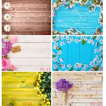 SHUOZHIKE Art Fabric Photography Backdrops Prop Flower and Wooden Planks Téma Photo Studio Background SY-07