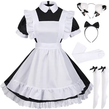 Maid Outfit Anime Sexy Black White Kötény ruha Cosplay jelmez Party Dress Alice Dream Women Sissy Maid Lolita Cosplay jelmez