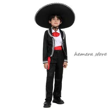 Ünnepi party Mexikói ruházat Fiúk Halloween Cosplay jelmez Színpad Gyermek ünnepi jelmezek Álarcos öltöny