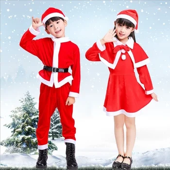 Gyermek karácsonyi jelmez Karácsonyi parti jelmez Fiúk és lányok Karácsonyi öltönyök Mikulás öltöztetős jelmezek