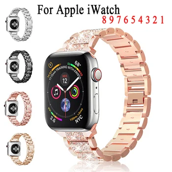 Bling gyémántszíj Apple Watch szíjhoz 40mm 44mm 42mm 38mm öv iwatch Series 9 7 SE 6 5 8 rozsdamentes acél női karkötőhöz