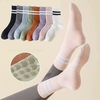 Csíkos jóga zokni női középcsöves zokni csúszásmentes pamut egyszínű csúszásmentes szilikon beltéri fitneszzokni nőknek