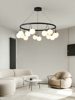 Modern egyszerű, kerek nappali csillár gyerekszoba designer hálószoba étkező fő fény művészet személyiség üveg lámpa