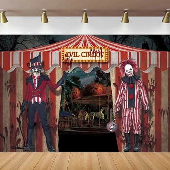 Fényképezés Háttér Egyéni óriás horror Bohóc Gonosz cirkusz születésnapi party háttér poszter Ünnepi dekoráció Fotóstúdió