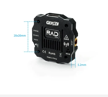 GEPRC RAD MINI 1W 5.8G PitMode 25mW 200mW 500mW 1000mW állítható FPV VTX Beépített mikrofon 2-6S 20X20mm FPV nagy hatótávolsághoz