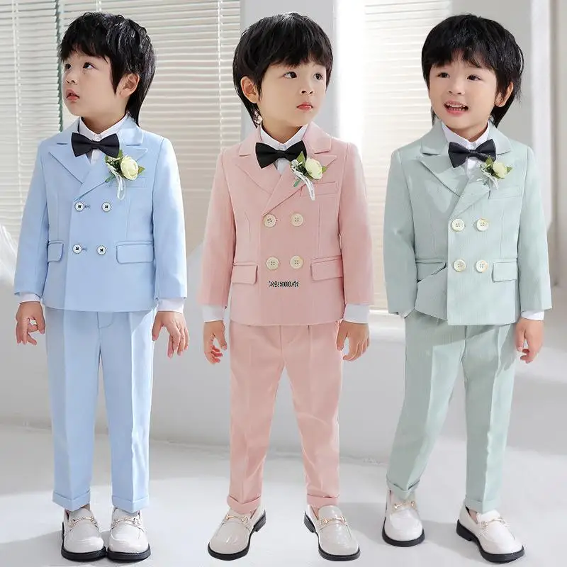 Korea Fiúk fotózása Gyerekek esküvői ruha Gyerekek színpadi előadás Blézer öltöny Baba születésnapi hivatalos ceremónia jelmez